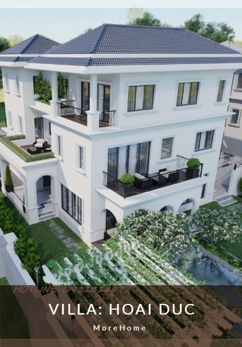 Thiết kế kiến trúc biệt thự 3 tầng có bể bơi tại Hoài Đức Hà Nội